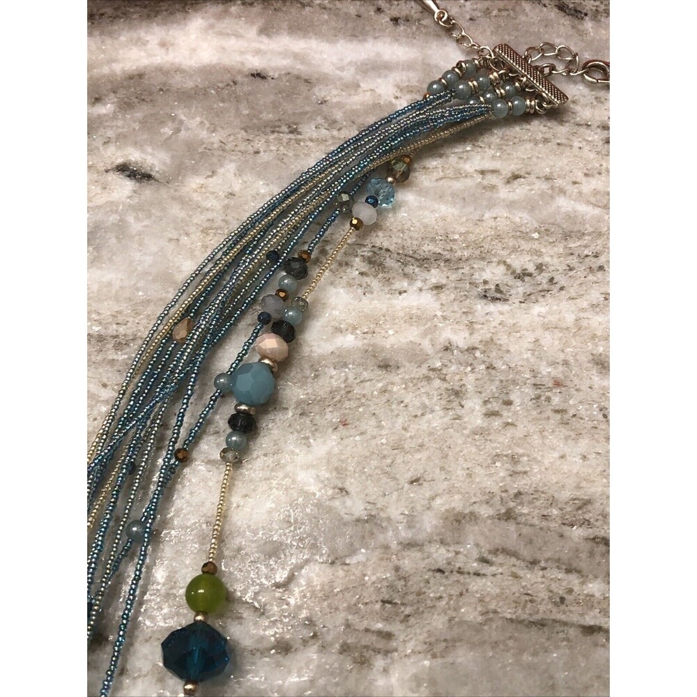 Boho Style Statement Multistrand Multicolored Gla… - image 2